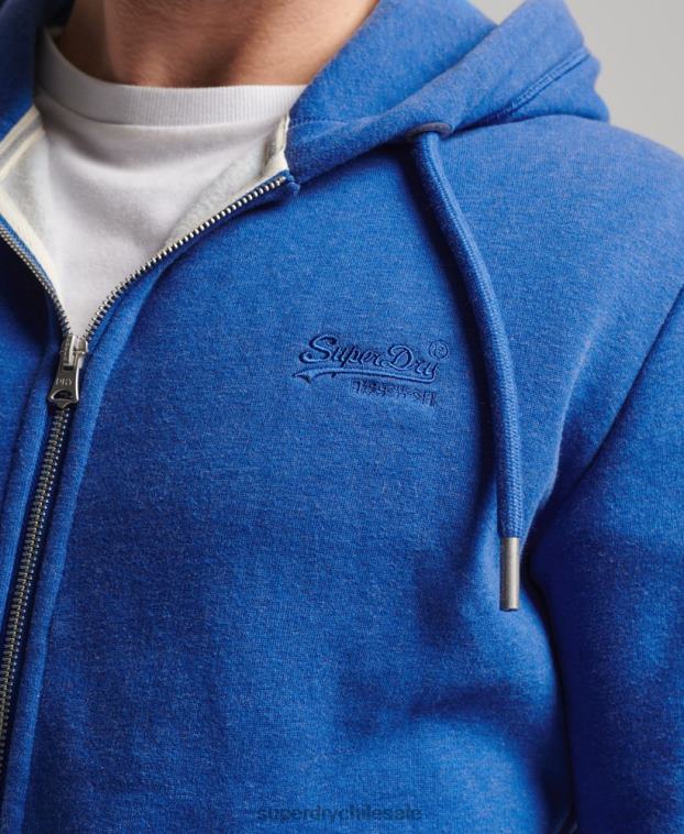 hombres Superdry azul sudadera con cremallera y logo bordado 2R68Z494