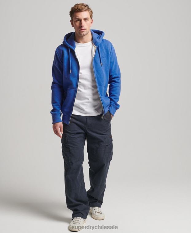 hombres Superdry azul sudadera con cremallera y logo bordado 2R68Z494