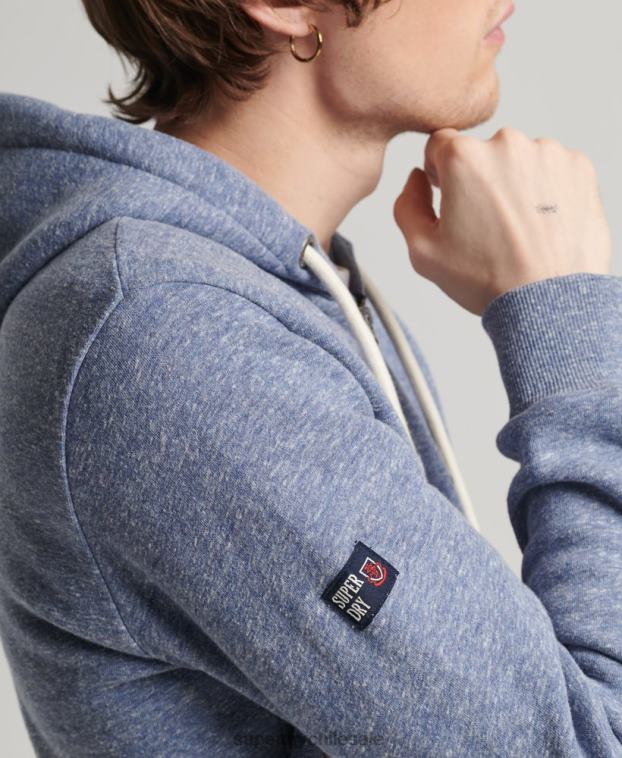 hombres Superdry azul sudadera con cremallera y logo vintage 2R68Z39