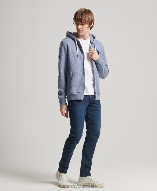 hombres Superdry azul sudadera con cremallera y logo vintage 2R68Z39