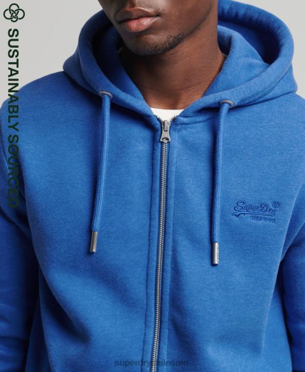 hombres Superdry azul sudadera con cremallera y logo vintage de algodón orgánico 2R68Z668