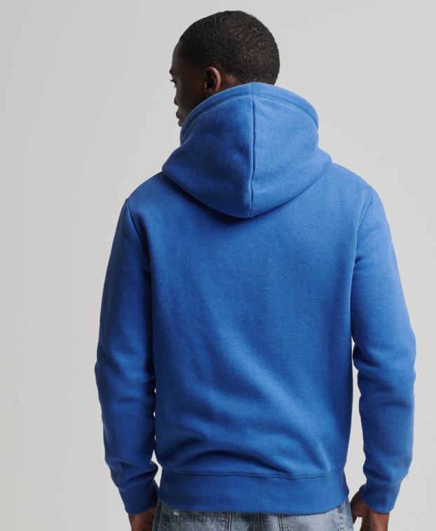 hombres Superdry azul sudadera con cremallera y logo vintage de algodón orgánico 2R68Z668