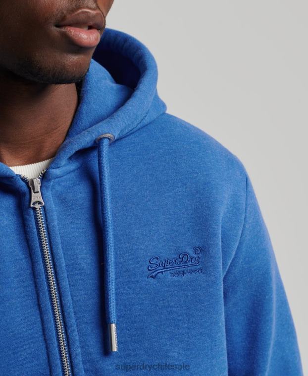 hombres Superdry azul sudadera con cremallera y logo vintage de algodón orgánico 2R68Z668