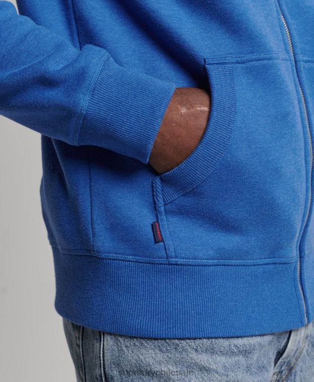 hombres Superdry azul sudadera con cremallera y logo vintage de algodón orgánico 2R68Z668