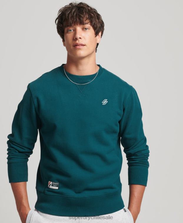 hombres Superdry azul sudadera con cuello redondo Code Essential de algodón orgánico 2R68Z5172