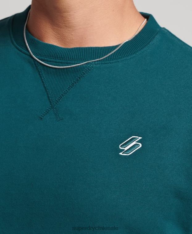 hombres Superdry azul sudadera con cuello redondo Code Essential de algodón orgánico 2R68Z5172