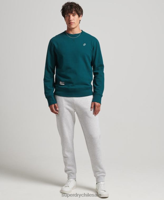 hombres Superdry azul sudadera con cuello redondo Code Essential de algodón orgánico 2R68Z5172