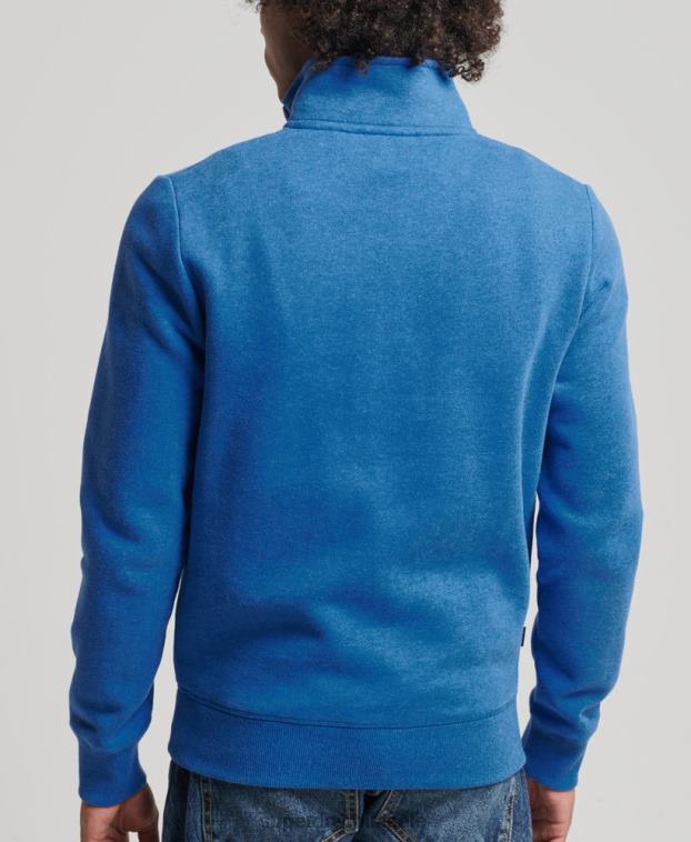 hombres Superdry azul sudadera con cuello tunecino y cremallera con logo vintage de algodón orgánico 2R68Z5193