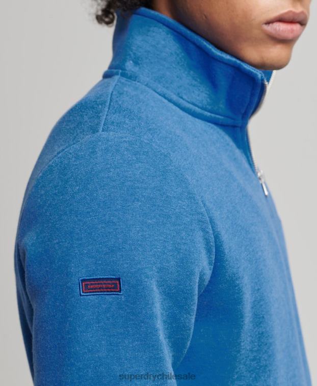 hombres Superdry azul sudadera con cuello tunecino y cremallera con logo vintage de algodón orgánico 2R68Z5193