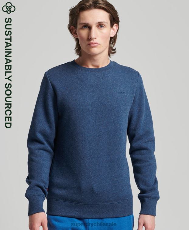 hombres Superdry azul sudadera de algodón orgánico con logo vintage 2R68Z888