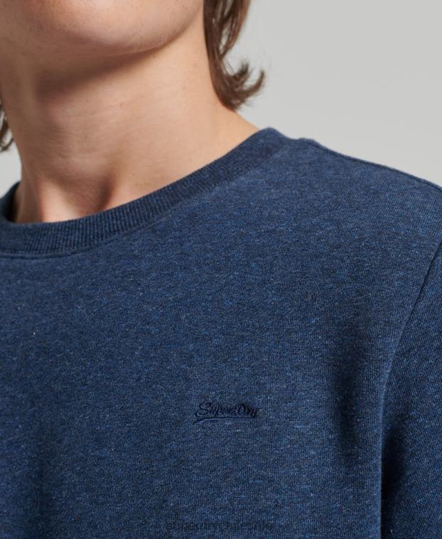 hombres Superdry azul sudadera de algodón orgánico con logo vintage 2R68Z888