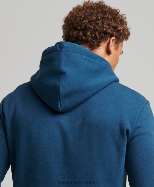 hombres Superdry azul sudadera jaspeada con logo corporativo 2R68Z620