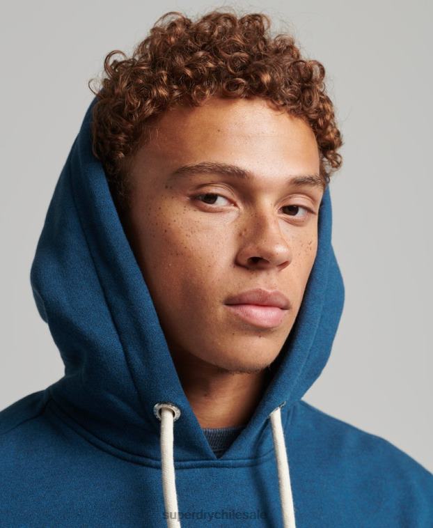 hombres Superdry azul sudadera jaspeada con logo corporativo 2R68Z620