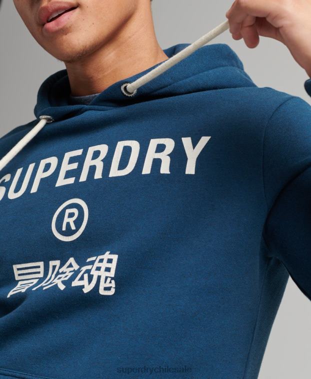 hombres Superdry azul sudadera jaspeada con logo corporativo 2R68Z620