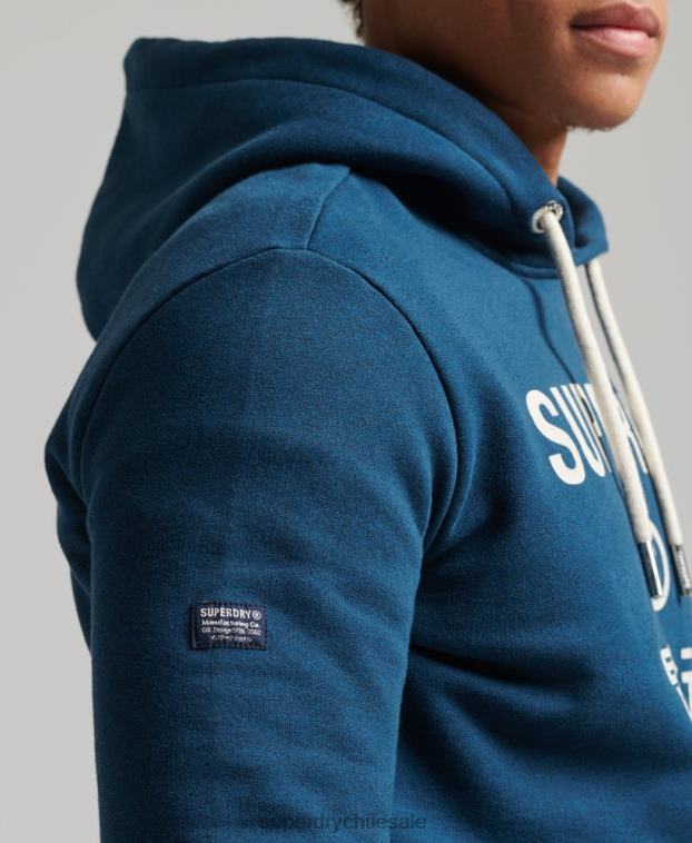 hombres Superdry azul sudadera jaspeada con logo corporativo 2R68Z620