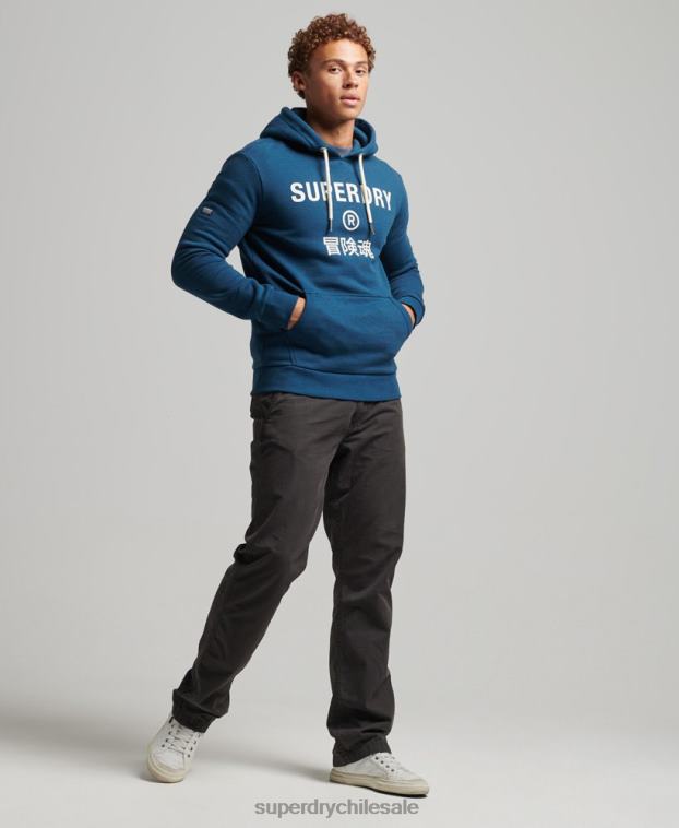hombres Superdry azul sudadera jaspeada con logo corporativo 2R68Z620
