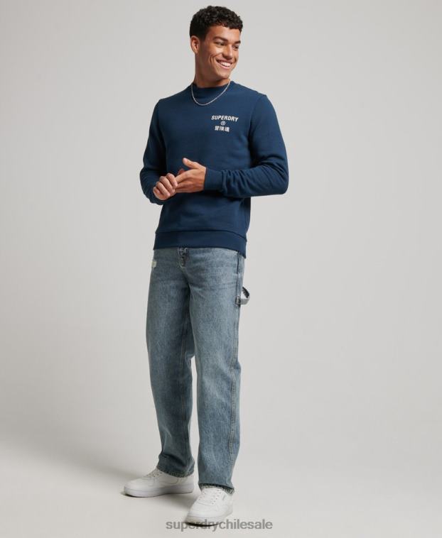 hombres Superdry azul sudadera jaspeada con logo corporativo 2R68Z847