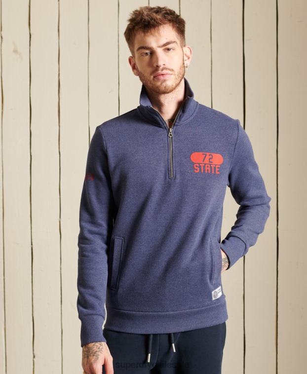 hombres Superdry azul sudadera track & field con media cremallera 2R68Z823