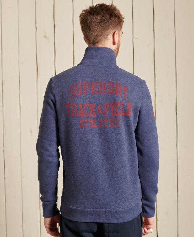 hombres Superdry azul sudadera track & field con media cremallera 2R68Z823