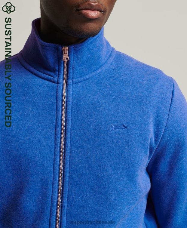 hombres Superdry azul top deportivo de algodón orgánico con cremallera y logo vintage 2R68Z5101