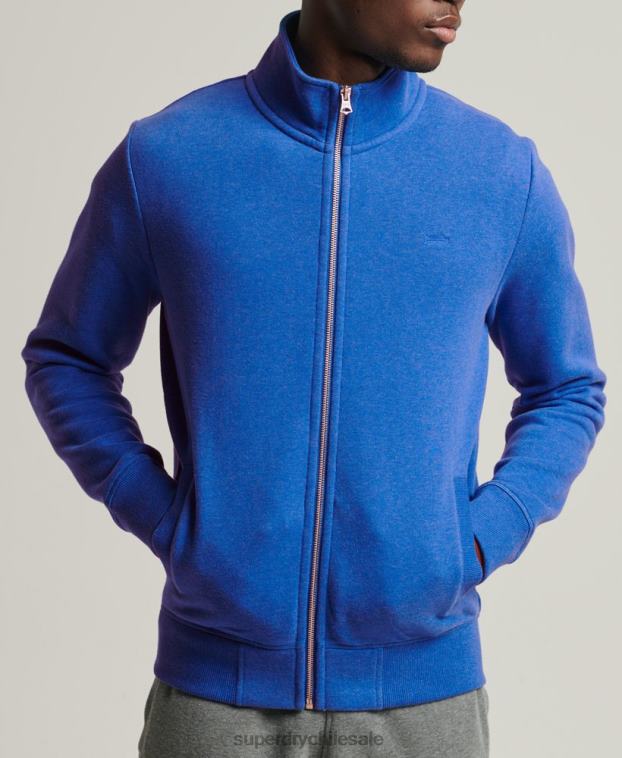 hombres Superdry azul top deportivo de algodón orgánico con cremallera y logo vintage 2R68Z5101