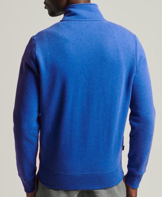 hombres Superdry azul top deportivo de algodón orgánico con cremallera y logo vintage 2R68Z5101