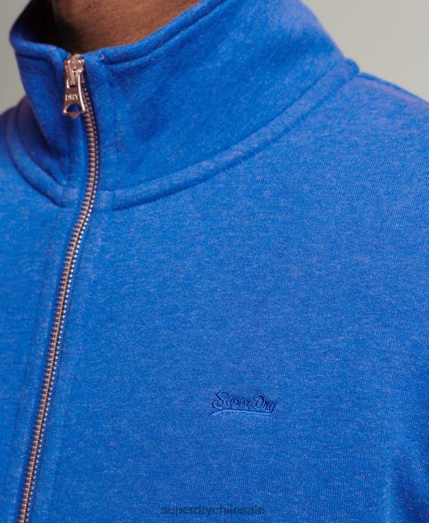 hombres Superdry azul top deportivo de algodón orgánico con cremallera y logo vintage 2R68Z5101