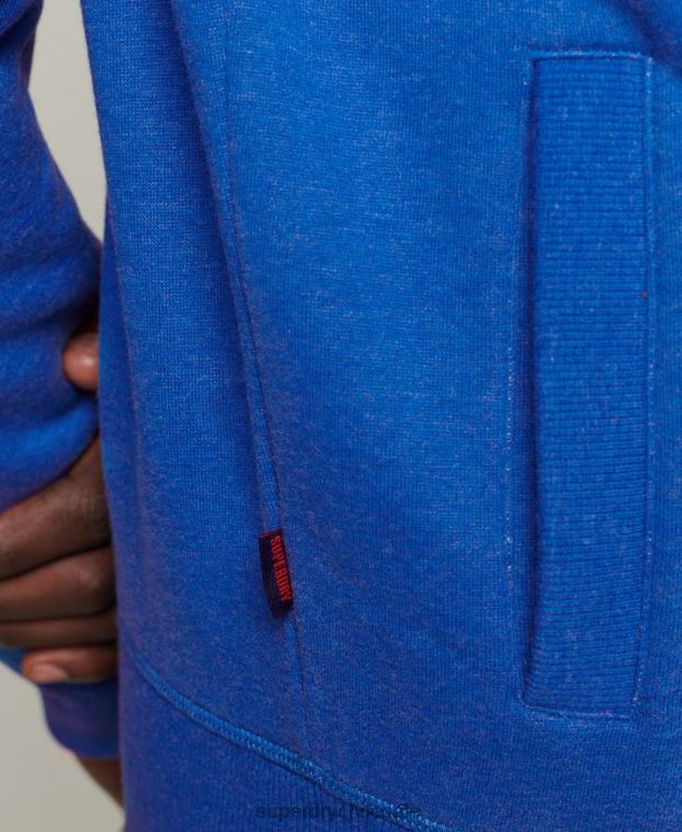 hombres Superdry azul top deportivo de algodón orgánico con cremallera y logo vintage 2R68Z5101
