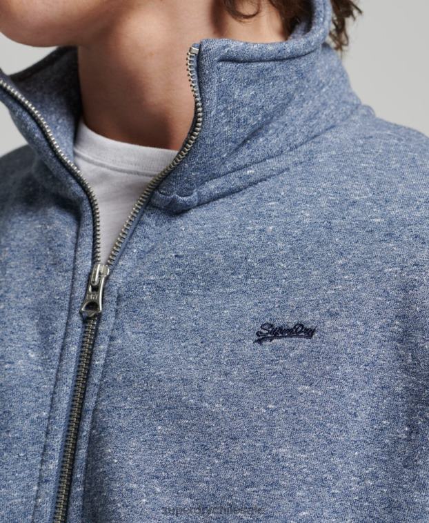 hombres Superdry azul top deportivo de algodón orgánico con cremallera y logo vintage 2R68Z5127
