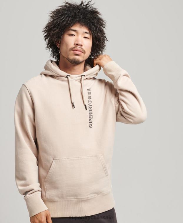 hombres Superdry beige code linear sudadera con capucha suelta 2R68Z5908