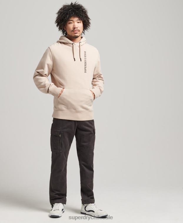 hombres Superdry beige code linear sudadera con capucha suelta 2R68Z5908