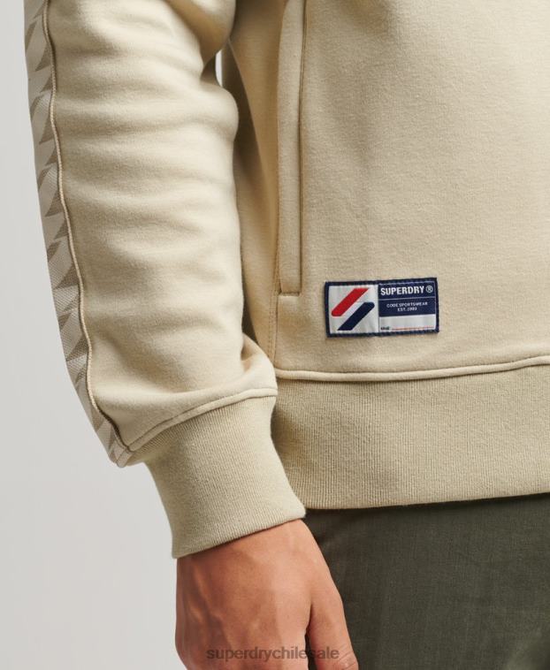 hombres Superdry beige parte superior de la pista de cinta 2R68Z718