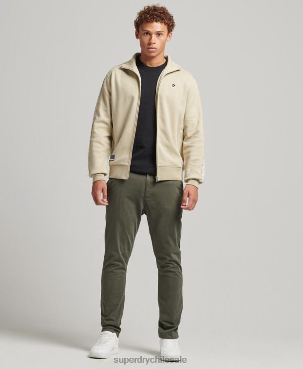 hombres Superdry beige parte superior de la pista de cinta 2R68Z718