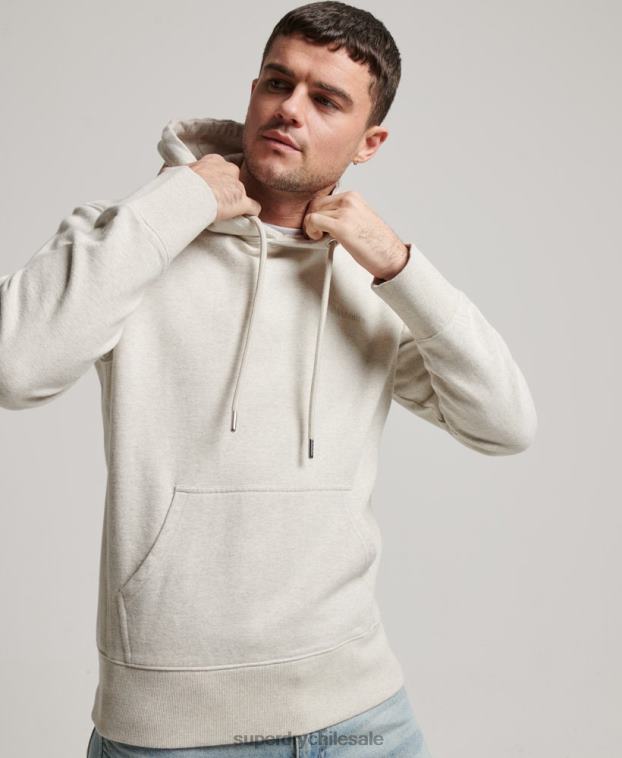 hombres Superdry beige sudadera con capucha esencial sobreteñida 2R68Z574