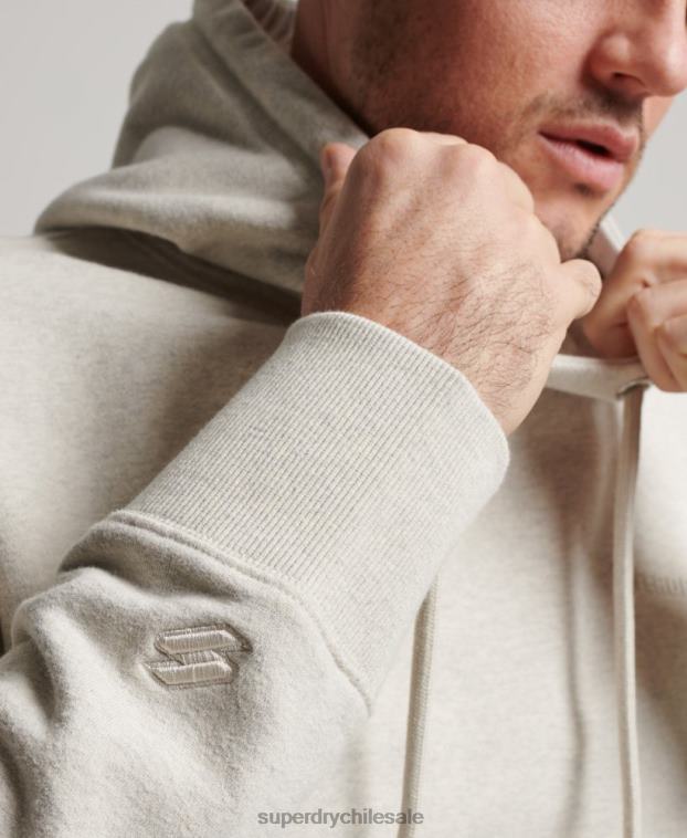 hombres Superdry beige sudadera con capucha esencial sobreteñida 2R68Z574