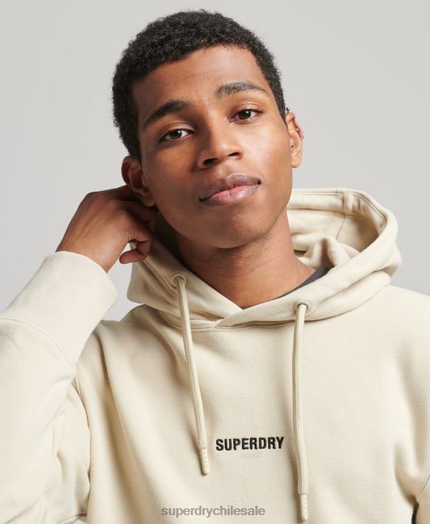 hombres Superdry beige sudadera con capucha y micro logo 2R68Z5997