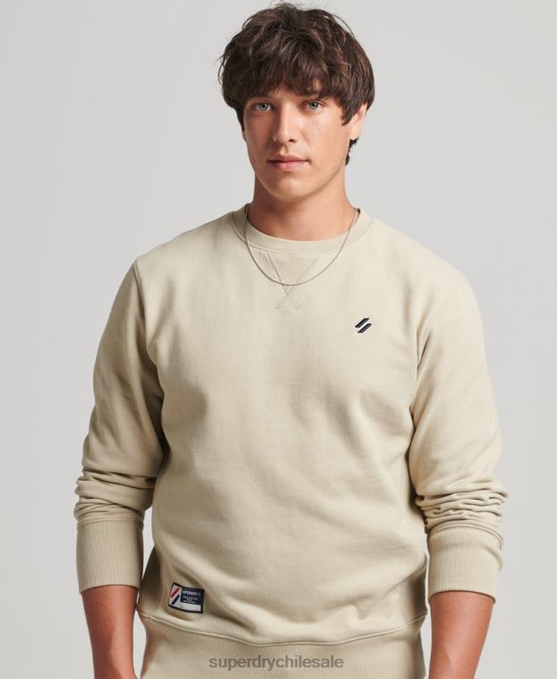 hombres Superdry beige sudadera con cuello redondo Code Essential de algodón orgánico 2R68Z5123