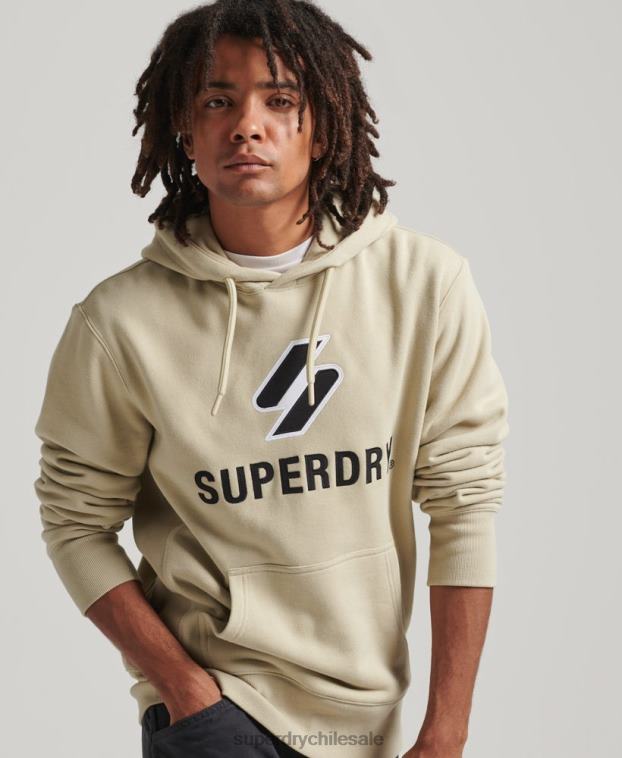 hombres Superdry beige sudadera con logo y apliques apilados 2R68Z5160