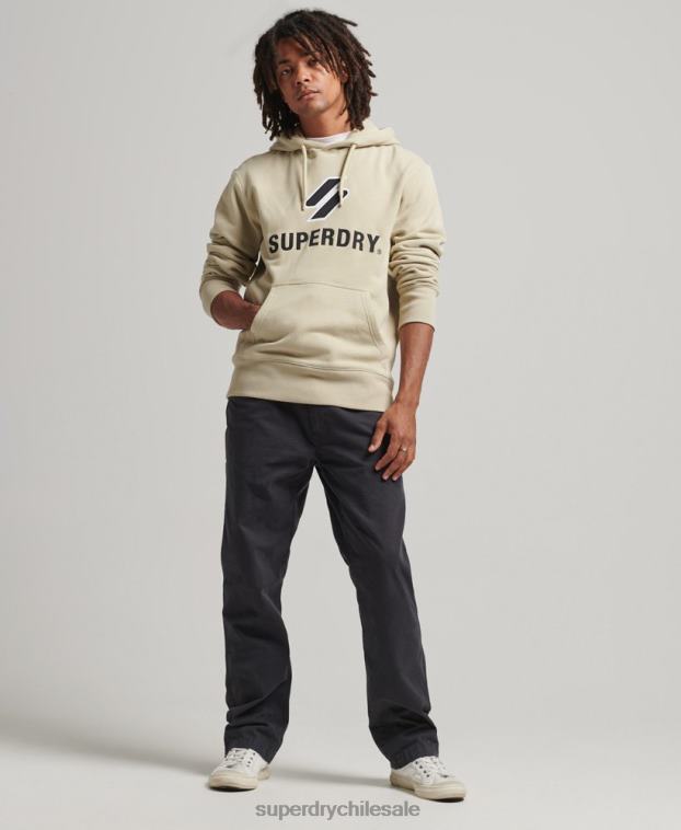 hombres Superdry beige sudadera con logo y apliques apilados 2R68Z5160