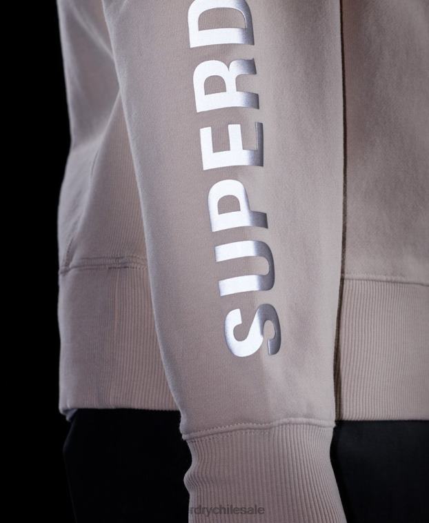 hombres Superdry beige sudadera holgada con cuello redondo code linear 2R68Z5909