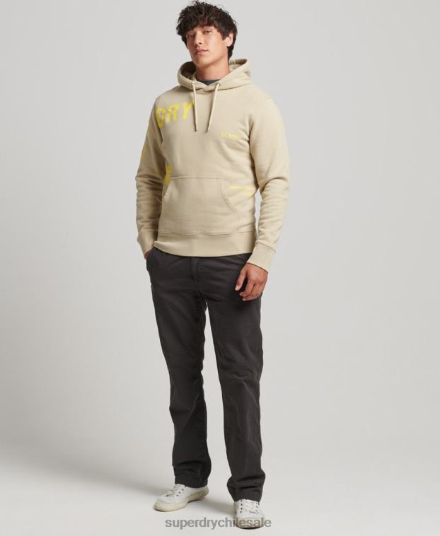 hombres Superdry beige sudadera holgada con logo estampado 2R68Z5222