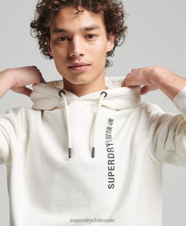 hombres Superdry blanco code linear sudadera con capucha suelta 2R68Z6018