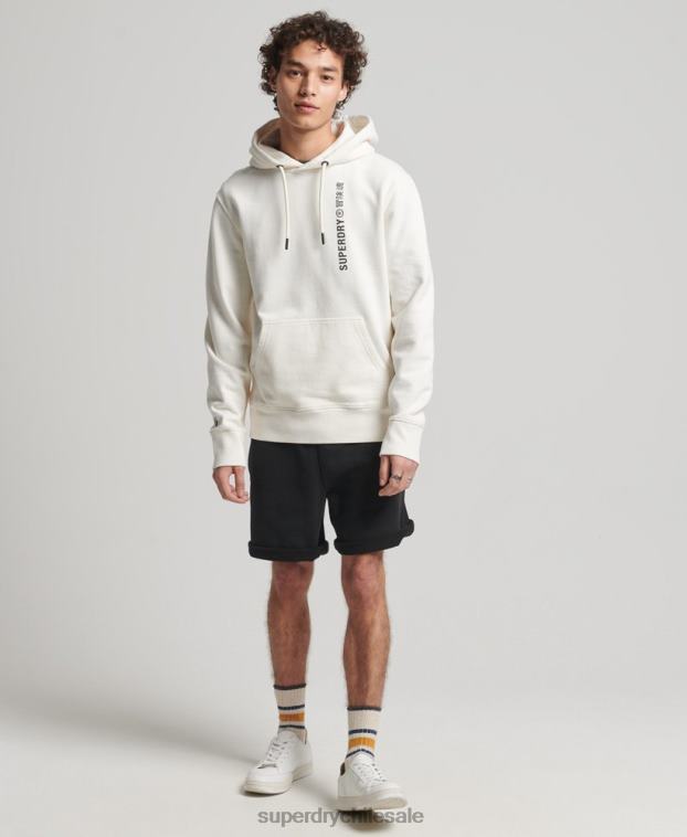 hombres Superdry blanco code linear sudadera con capucha suelta 2R68Z6018