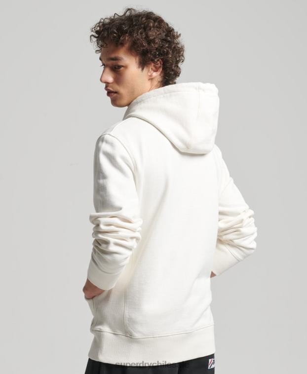 hombres Superdry blanco code linear sudadera con capucha suelta 2R68Z6018
