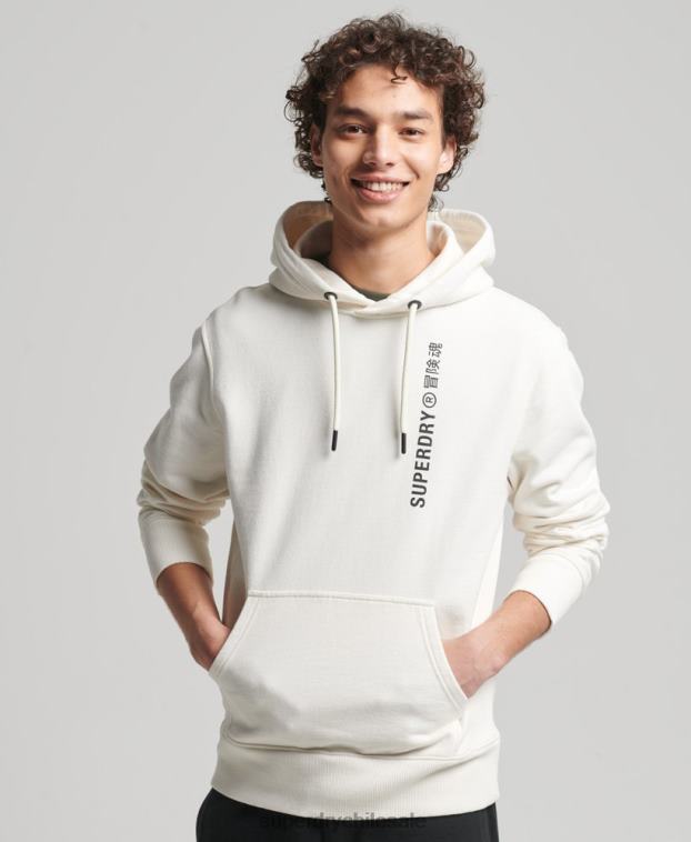 hombres Superdry blanco code linear sudadera con capucha suelta 2R68Z6018