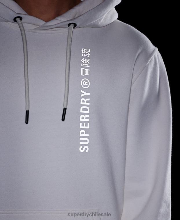 hombres Superdry blanco code linear sudadera con capucha suelta 2R68Z6018