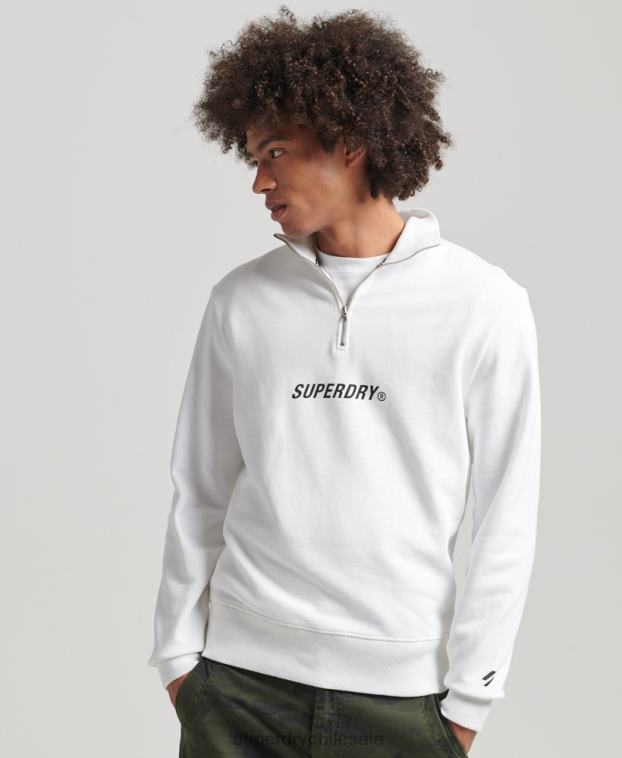 hombres Superdry blanco sudadera code core sport con media cremallera 2R68Z5182