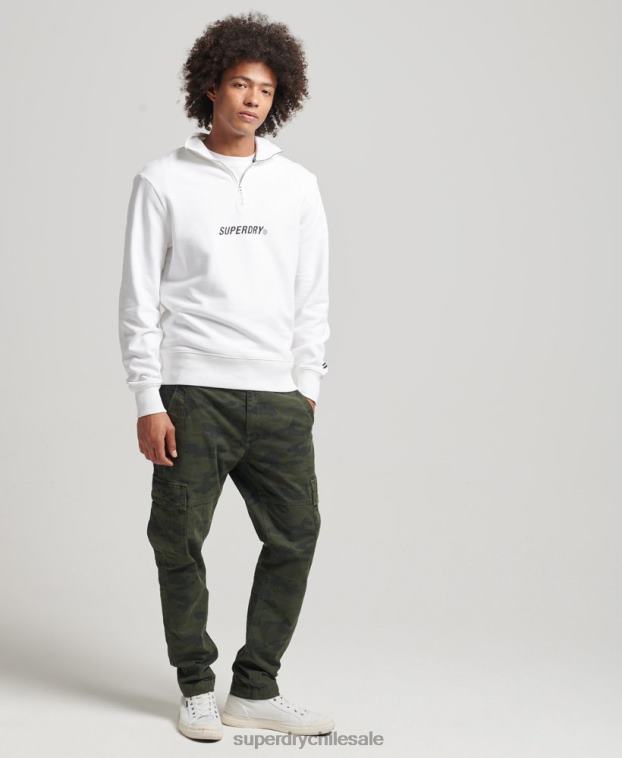 hombres Superdry blanco sudadera code core sport con media cremallera 2R68Z5182