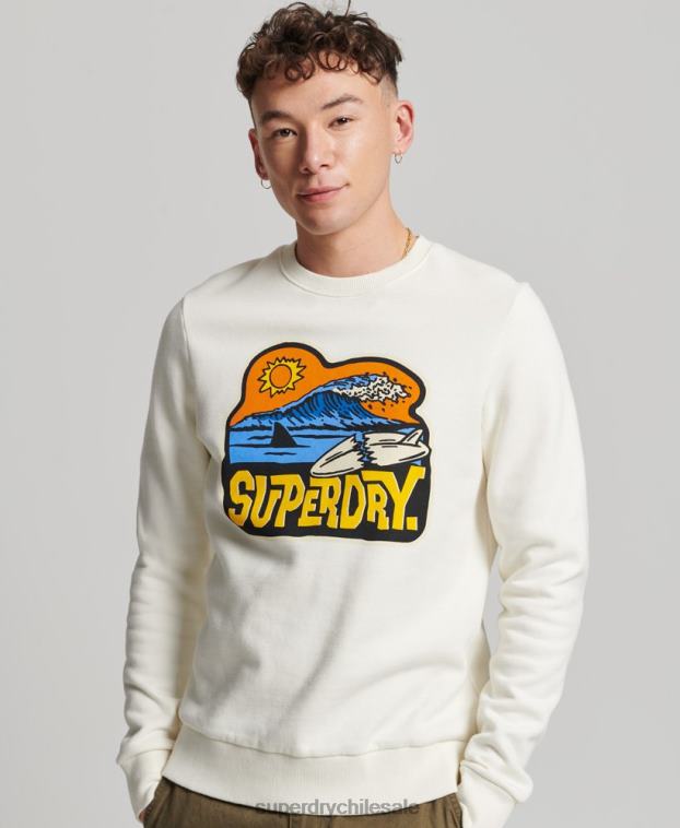 hombres Superdry blanco sudadera con capucha 2R68Z542