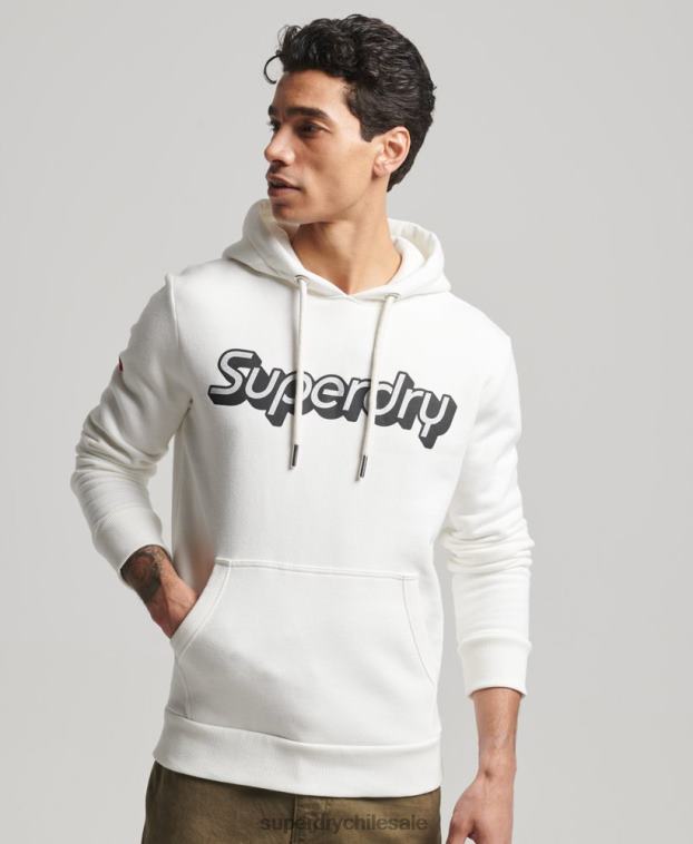 hombres Superdry blanco sudadera con capucha de trading co 2R68Z804